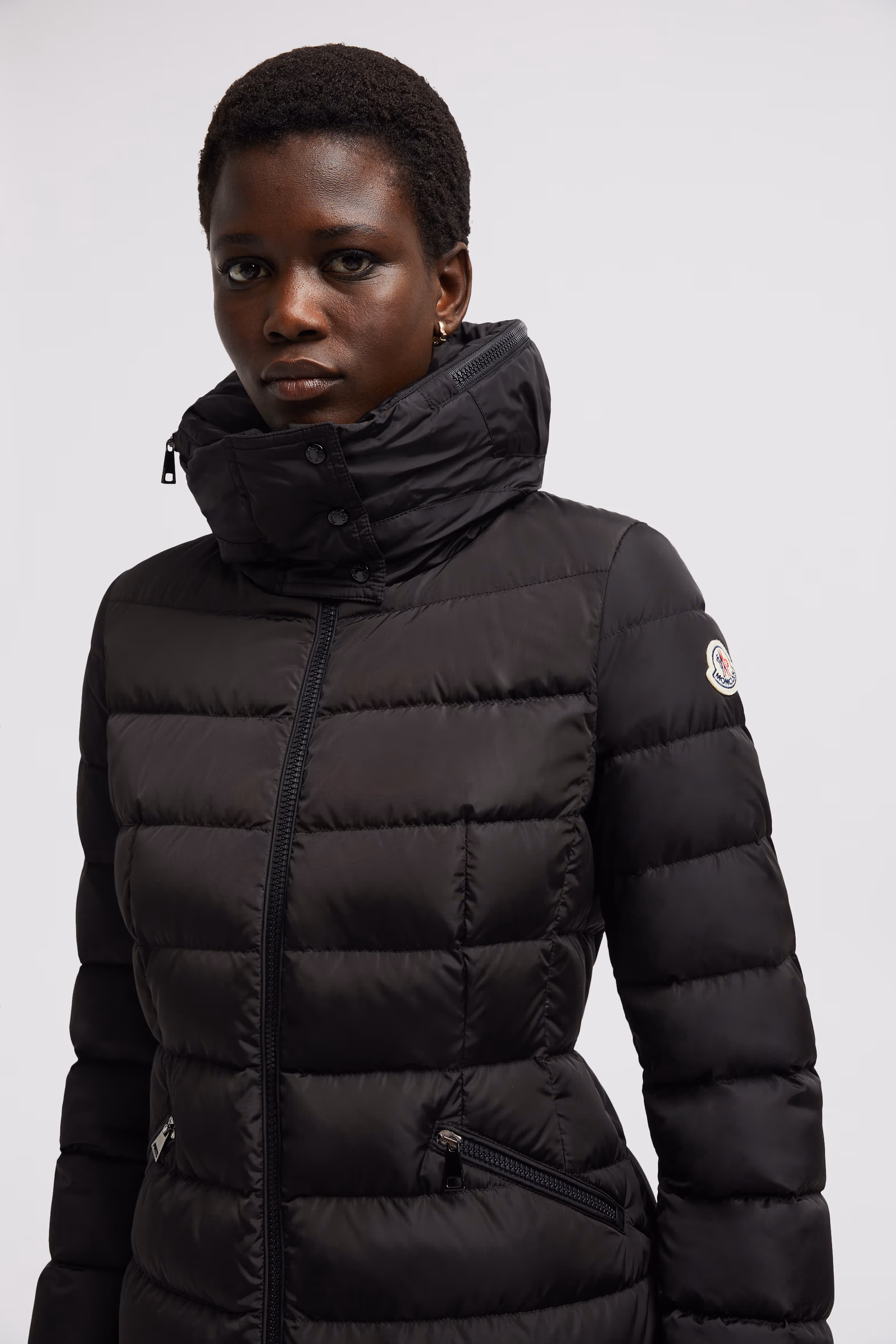 Flammette Long Down Jacket Women Black Moncler 4
